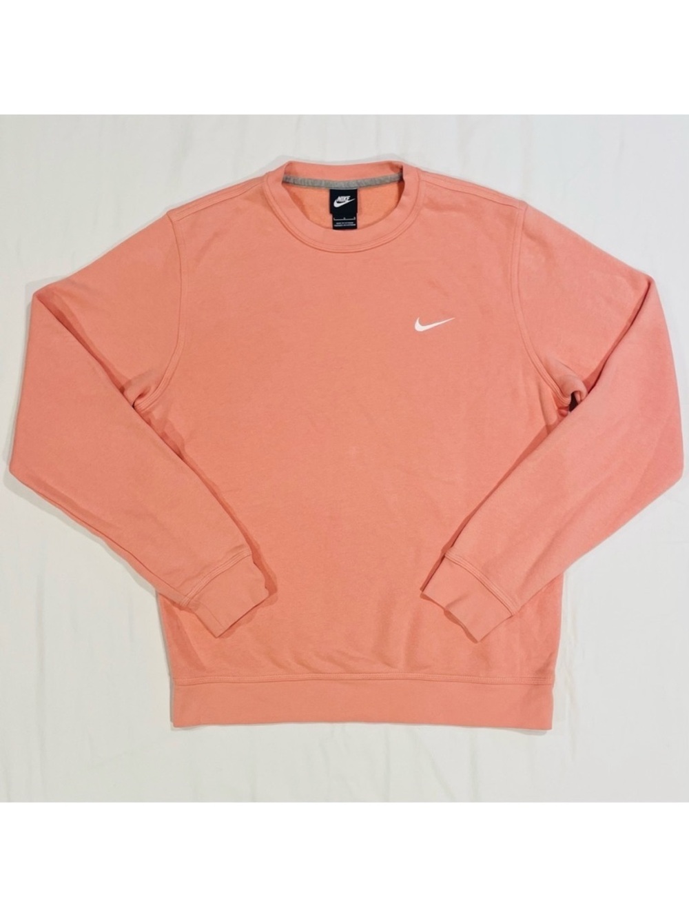 Nike Solo Swoosh Crewneck Mens Large Sweatshirt Fleece Crew Peach Pink Fall
